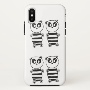 Playful Black and White Panda Art iPhone X Case