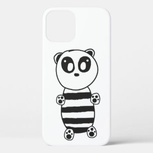 Playful Black and White Panda Art iPhone 12 Case