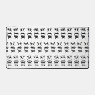 Playful Black and White Panda Art Desk Mat