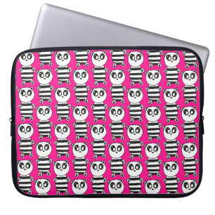 Playful Black and White Panda Art Laptop Sleeve