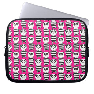 Playful Black and White Panda Art Laptop Sleeve
