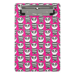 Playful Black and White Panda Art Mini Clipboard