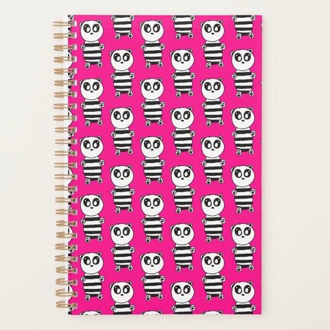 Playful Black and White Panda Art Planner (Front)