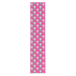 Playful Black and White Panda Art Short Table Runner