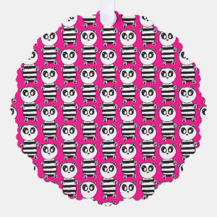 Playful Black and White Panda Art Tree Decoration Card