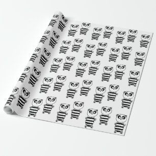 Playful Black and White Panda Art Wrapping Paper