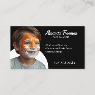 Playful Black and White Party Face Painter Business Card