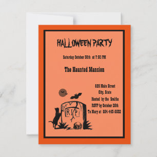 Playful Black Cat Invitation Card Template