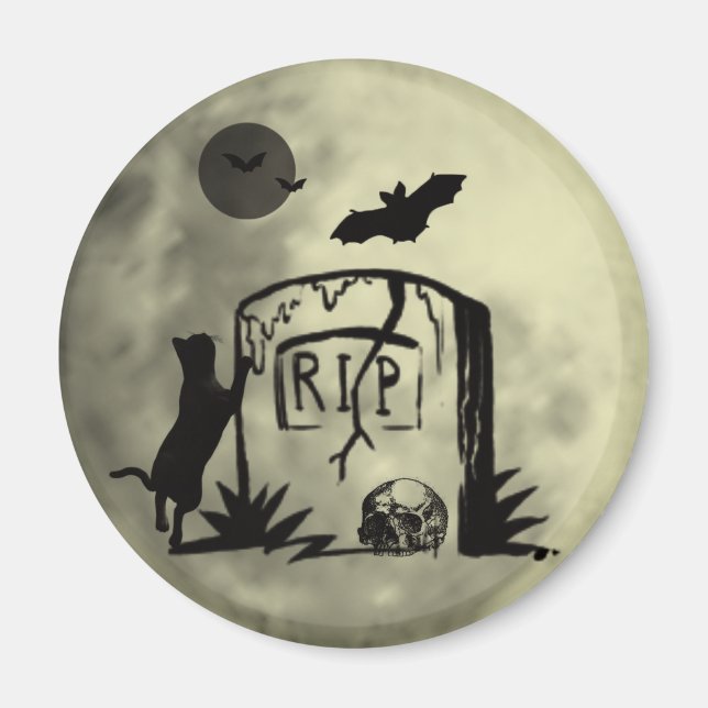 Playful Black Cat Magnet (Front)