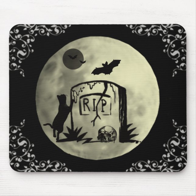 Playful Black Cat Mouse Pad (Front)