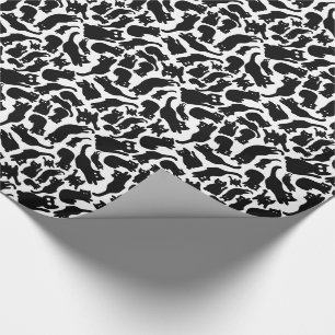 Playful Black Cat Silhouettes Whimsical Wrapping Paper