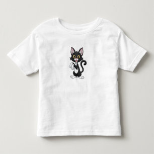 Playful Black Cat with Bright Yellow Eyes Toddler T-Shirt