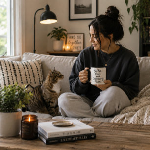 Playful Black Handwritten Typography Cats Coffee Mug