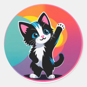 Playful Black Kitten Classic Round Sticker