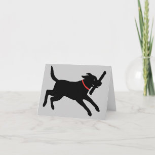 Playful Black Labrador Retriever   Cute Black Dog Card