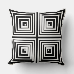 Playful Black & White Nested Star Formation Cushion