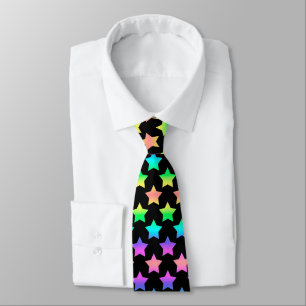 Playful Black with Pastel Ombre Stars  Tie