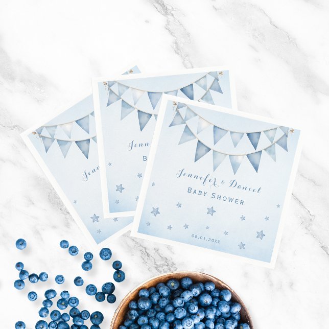 Playful Blue Baby Shower Stars Pennant Garland Napkin (Creator Uploaded)