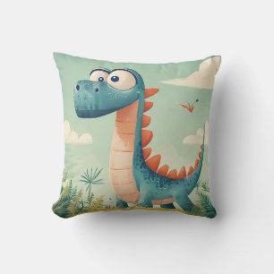 Playful Blue Dinosaur Pillow for Kids