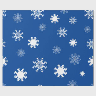 Playful Blue Monochromatic Snow Flakes Wrapping Paper
