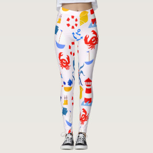 Playful Blue Ocean Animals Leggings