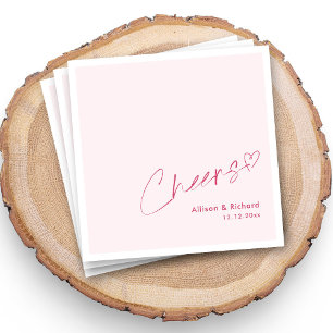 Playful Blush Pink Signature Cheers Wedding Napkin