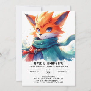 Playful Bohemian Fox Birthday Invitation