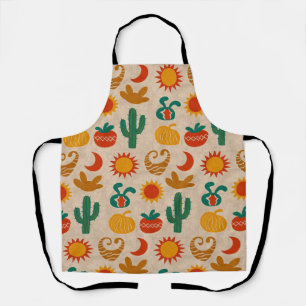 Playful Bohemian Patterns Hand-drawn suns, moons Apron