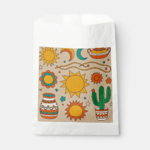 Playful Bohemian Patterns Hand-drawn suns, moons Favour Bag