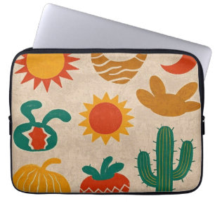Playful Bohemian Patterns Hand-drawn suns, moons Laptop Sleeve