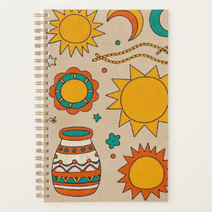 Playful Bohemian Patterns Hand-drawn suns, moons Planner