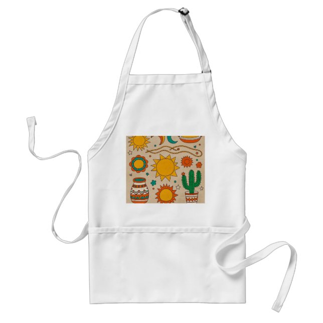 Playful Bohemian Patterns Hand-drawn suns, moons Standard Apron (Front)