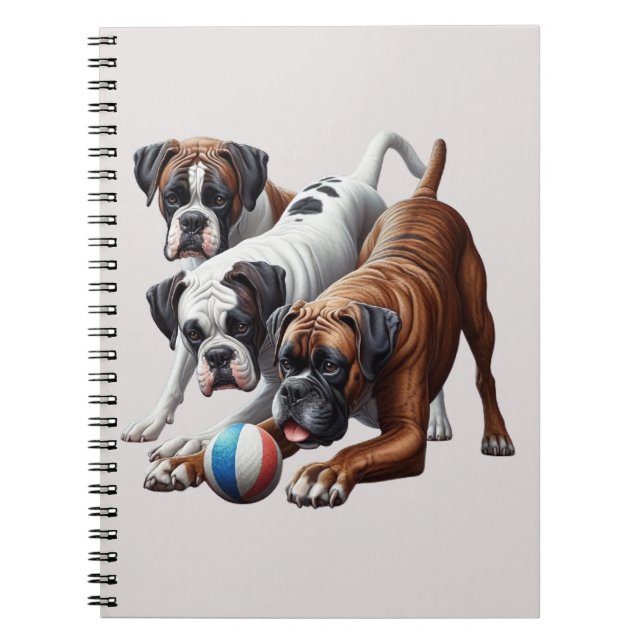 Playful Boxer Dogs and Ball: Fun in Every Fetch! Notebook (Front)
