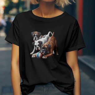Playful Boxer Dogs and Ball: Fun in Every Fetch! T-Shirt