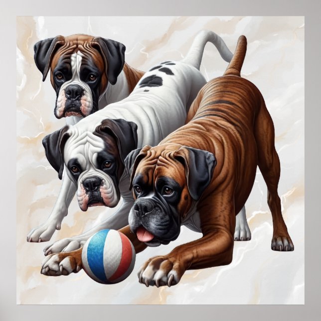 Playful Boxer Dogs  Poster (Front)