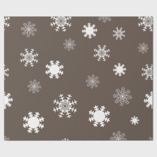 Playful Brown Toned Grey Monochromatic Snow Flakes Wrapping Paper