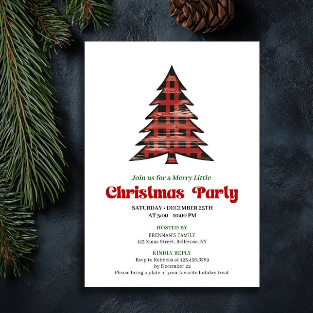 Playful Buffalo Check Holiday Celebration Invite (Playful Buffalo Check Holiday Celebration Invite)