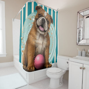 Playful Bulldog Shower Curtain