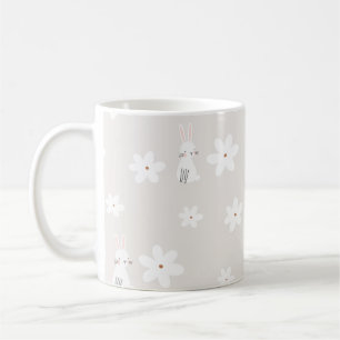 Playful Bunny and Floral Mug