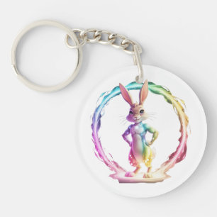 Playful Bunny Bliss Key Ring