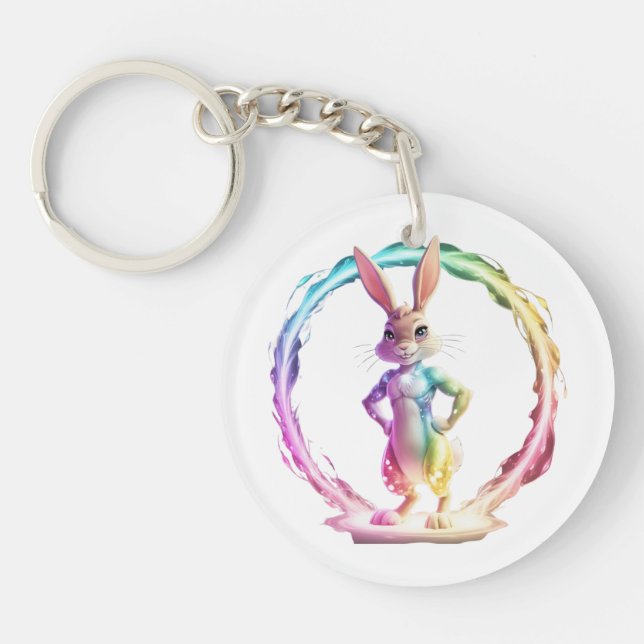Playful Bunny Bliss Key Ring (Front)
