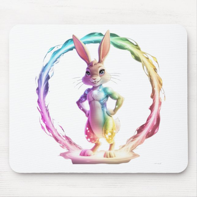 Playful Bunny Bliss Mouse Pad (Front)