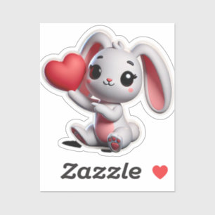 Playful Bunny Holding Heart Graphic