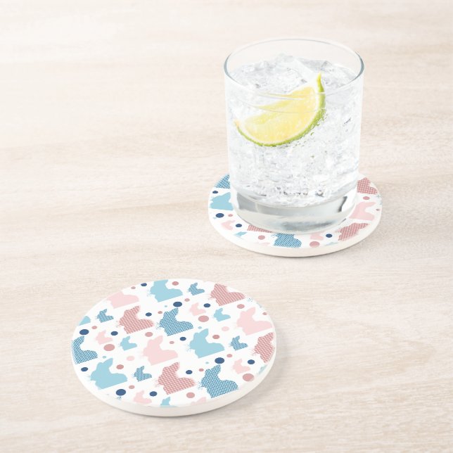 Playful Bunny Silhouette Pattern Coaster (Side)