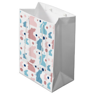 Playful Bunny Silhouette Pattern Medium Gift Bag