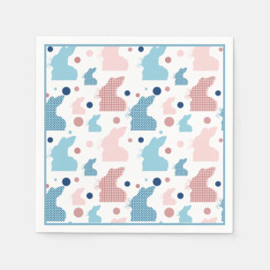 Playful Bunny Silhouette Pattern Napkin