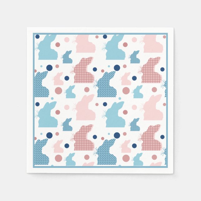 Playful Bunny Silhouette Pattern Napkin (Front)