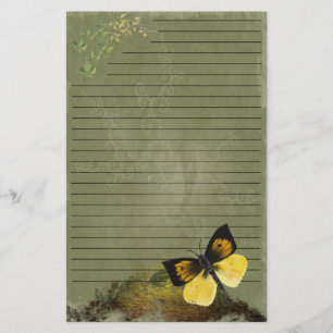 Playful Butterfly- Digi Painted Stationary- lined Stationery
