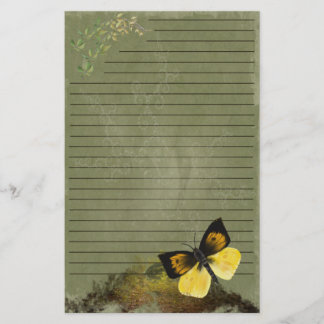 Playful Butterfly- Digi Painted Stationary- lined Stationery