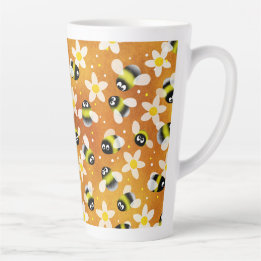 Playful Buzzing Bees (Burnt Orange) Latte Mug
